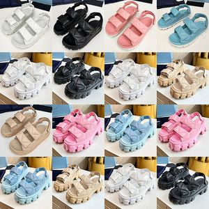 2024 Female Classic Show Series Thick Sole Sandals Sheepskin Tyg Uper Foder 6 cm höjd Bottom Foam Stor sole läder mjuka casual kvinnors sandaler storlek 35-41