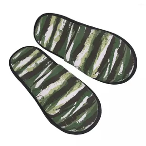 Slippers Winter Slipper Woman Man Fluffy Warm Abstract Brushstrokes Striped Camouflage House Shoes