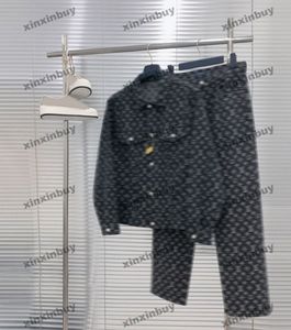 Xinxinbuy Men Designer Płaszcz Letter kurtki Jacquard tkanina jeansowe