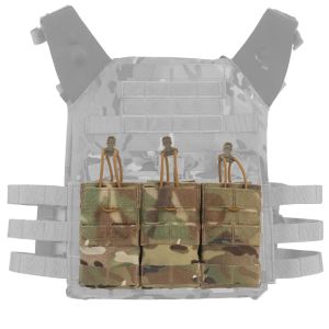 Bags Tactical Triple Magazine Pouch 5.56 Molle AG 3 Bungee Retention M4 MAG Holder K19 Plate Carrier Front Placard for Airsoft Vest