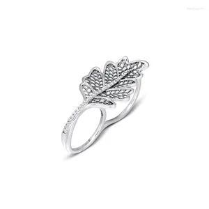 Ringos de cluster CKK Ring Oak Leaf Double para homens homens Anilos Mujer Sterling Silver Bane