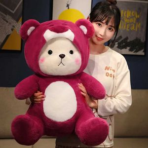 Doldurulmuş Peluş Hayvanlar 26cm Dev Oyuncak Ayı Cosplay Panda Bebek Peluş Oyuncak Kaii Kapüşonlu Karikatür Hayvanat Bahçesi Hayvan Peluş Yastığı Oturan Doğum Günü Hediyesi