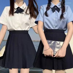 Clothing Sets JK Outfits White Or Blue Schoolgirl T-Shirt Thai Style Class Uniforms Students Clothes For Girls Anime COS Costume Pleated