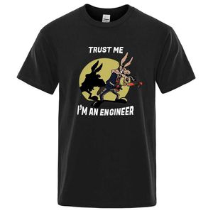 Men's T-Shirts Trust Me Im An Engineer T Shirt For Men Pure Cotton Vintage T-Shirt Round Neck Engineering Tees Classic Man Clothes OversizedL2425