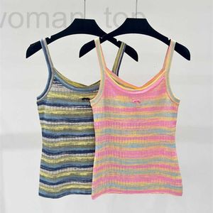 Women's Tanks & Camis Designer Gaoding 24 Summer New Small Fragrant Wind Fashion Sexy Rainbow Stripe Knitted Sling PAET