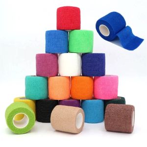 Säkerhet 10 st färgglada sport självhäftande elastiska bandage wrap tejp elastoplast för knäskuddar finger ankel palm hjälp kit husdjur verktyg varmt