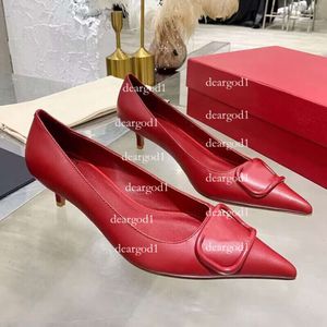 Kutu Vltn Ayakkabı ile Kadın Ayakkabı Tasarımcı Sandalet Terlik Yüksek Topuklu Ayakkabılar Marka Tokası 4cm 6cm 8cm 10cm İnce Topuklu Ayak Toe Siyah Çıplak Kırmızı Dipler 31