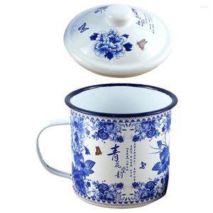 Wine Glasses Breakfast Cup Blue And White Porcelain Ceramic Travel Coffee Mug Chinese Traditional Enamel