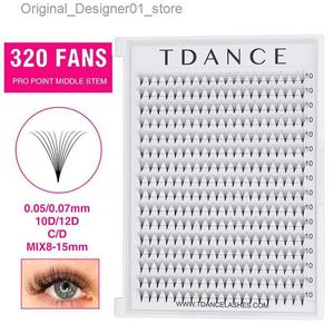 Falsos cílios TDANCE 320FANS 16 Linha Sharpe Pole estreito Fãs pré -fabricados Pro Pointy Base Médio Pólo Pólo Artificial Cílios de Mink para cílios estendidos q240425