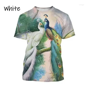 Men's T Shirts Summer Men Ladies Animal Crew Neck 3D Print Fashion Peacock Short Sleeve Casual T-Shirt