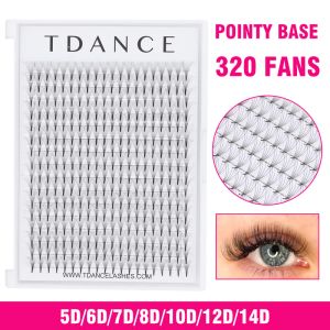 Eyelashes TDANCE 320Fans 16Lines Premade Volume Fans 3D/4D/5D/6D/7D Pro Point Pointy Base Middle Stem Faux Mink Lash Extension Eyelashes