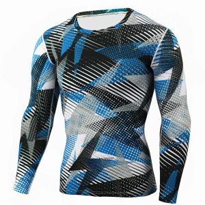 T-shirts Mens Compression Shirts Bodybuilding Skin Tight Long Sleeves Jerseys Clothings MMA CrossFit träning träning fitness sportkläder