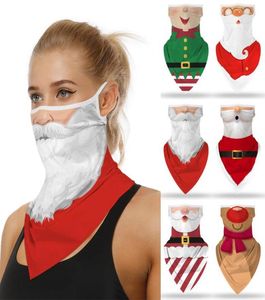 25 1PC Christmas Print Seamless Ear Mask Sports Scarf Neck Tube Face Riding Mask Hanging Ear Cover Scarf Men Women Bandana1220863