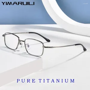 Óculos de sol Frames yimaruili Moda Ultra-Light Business Small Face Pure Titanium Eyewear Tamanho de luxo Prescrição óptica Glass de moldura Men