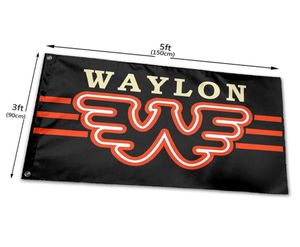 Waylon Jennings Dy Flag 3x5ft 150x90cm tryckning Polyester Club Team Sport inomhus med 2 mässing GROMMETs9025446