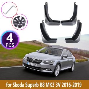 Stoßstangen 4pcs vordere hintere Kotflügel für Skoda Superb 3 B8 MK3 3V 2016 2017 2018 2019 Cladding Splash Schlammklappen Guards Schlammblaszubehör