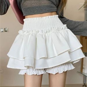 Röcke Solid Color Casual Short Rock für Frauen 2024 Sommer Mode Frauen High Taille Mini weibliche koreanische Student Fluffy