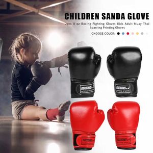 Gear 2 bitar av Muay Thai -tävlingshandskar PU Lädersvamp Boxning Training Glyes Professional Breattable Childrens Training Gloves 240424