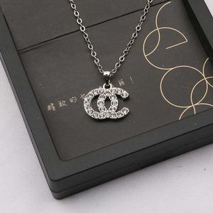 Jewelry Pendant Necklaces white Plated 925 Silver Graduated Luxury Brand Designers Letters Geometric Famous Women Round Crystal Rhinestone Gold letter