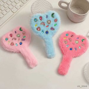 Mirrors Creative Plush Diamond-Encrusted Handheld Heart-Shaped Mirror Girl Cute Portable Mirror Handheld Makeup Mirror Vanity Mirror