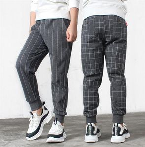 Moda Slim Fit Grey Plaid Stripe Casual Harem Pants Kids Teen Boy Troushers 4 5 6 7 8 9 10 11 12 12 anos Meninos esportes de meninos Sport Joggers2838420548