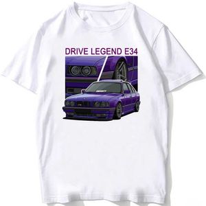 Magliette maschile Legend Germany Turbo E34 M5 E36 E30 E92 T-Shirt Fan Uomini Short Slve Hip Hop Boy Casual Tops Funny E28 E30 Car Design White TS T240425