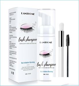 Makeup Remover 50 ml Professional Eyelash Eye Lashes Cleaner Pump Design Individuell förlängning Shampo Remover med Brush Drop de DHQYM6574920