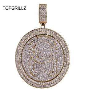 TopGrillz QC Spinner Letter Colar pingente de pingente Iced Out Hip Hoppunk Gold Silver Color Chains for Men Charms Jewelry Gift J19071331175918