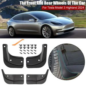 Stötfångare lera skyddsklaffar för Tesla Highland 2024 Bakre fender Protector Antisand Splash Fender Accessories biltillbehör