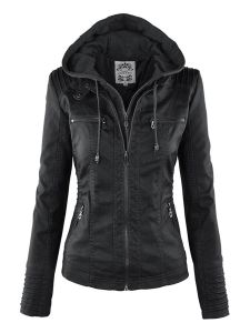 Spaccate di pelle gotica giacca da finta pelle da donna 2023 con cappuccio inverno moto autunno giacca nera esterna da esterno in leatine fux giacca di base