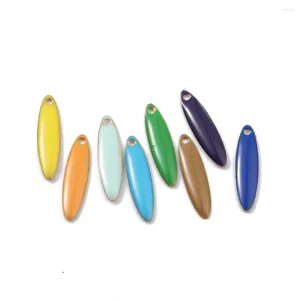 Pendant Necklaces DoreenBeads Fashion Copper Enamelled Sequins Oval Brass Colorful Charms For DIY Jewelry Making Findings 20mm X 5mm 5 PCs