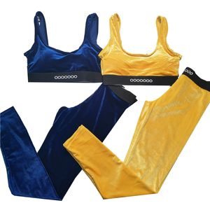 Velvet Tracksuits Women Sport Bra Vest Leggings Yoga Suits Designer Letter Tank Top Tight Pants Gym Running Sportswear