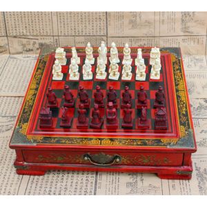 Uppsättningar 35 st/set highend collectibles Vintage Chinese Terracotta Warriors Chess Board Games Set gåva till ledare Friends Family