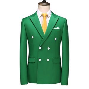 Jacken Neue Männer reine Farbe formelle doppelte Breauzieranzugjacke große Größe 6xl Männer Business Hochzeitsfeier Kleid Mantel Slim Fit Blazer