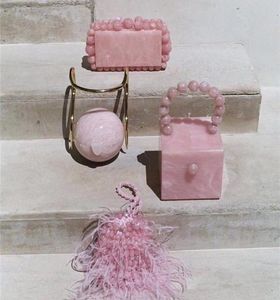 Sacchi da sera designer di marchi a sfera di lusso tallone rosa frizione acrilica donna festa per matrimoni borse da donna borse a tracolla borse a tracota