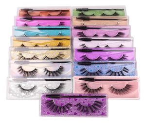 1pair 3D Styles Natural False Eyelashes Soft Light Fake 3D Mink Eyelash Glitter Eyelash Extension Mink Lashes With Eyelash Brush M8004249