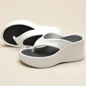 Casual Shoes Women's Wedge Heeled Flip Flops Clip Toe Platform Summer Comfort Slip On Sandals