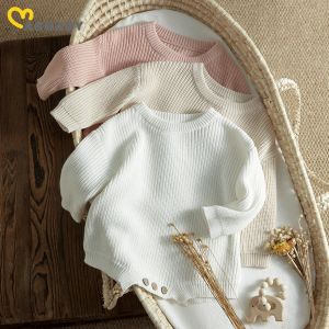 ワンピースmababy 024m新生児の女の子の男の子ロンパーニットジャンプスーツソリッドカラー暖かい秋の衣服セーター