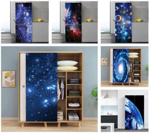 60x150cmCustom Size Bright Starry Sky Planet Door Sticker Kylskåp Garderobsdekoration Poster Självhäftande PVC Väggdekaler O6115000