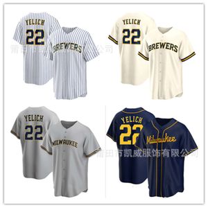 Baseballtröjor tröja brygger 22# vit beige mörkblå herr fotbollsfanversion