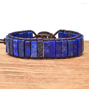 Braccialetti di fascino boho in stile rettangolare lapis lazuli bracciale fatte a mano in pietra naturale in perline per le donne uomini