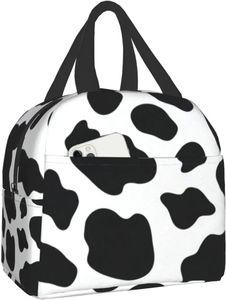 Cow Print Lunch Bag Insulated Lunch Box Reusable Thermal Cooler Tote Bento For Office Work Picnic Travel 240423
