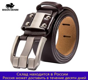 Bison Denim Men039s Jeans Pin Buckle Cowhide Genuine Leather Belts Vintage Brand Waistband Strap Belt for Men Male N713507419254