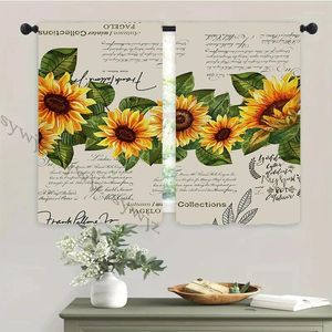 Vorhang 2-teiliges Set kleiner frischer Sonnenblumenblumenblattbuchstätte Küchentür und Fenster Blackout Stoff Home Schlafzimmer Zimmer Vorhänge