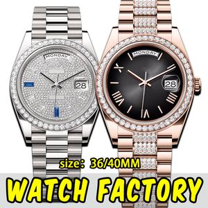 Mens Watch Designer Watches High Quality AAA 40mm Day Date Rose Gold With Diamond Automatic Mechanical Watch 904l Rostfritt stål Sapphire Watertproof med Box