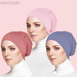 Hijabs 2024 Yeni İç Hijab Kapakları Müslüman Stretch Jersey Cap İslami Underscarf Bonnet Kadın Başörtüsü Türbante Türban Mujer D240425