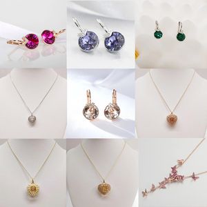 Classic Fashion Cute Swan Earrings Designer Women's Tennis Necklace Earrings High Quality 1:1 Gold Plated Crystal Green Blue Diamond Necklace Luxury Jewelry Gifts