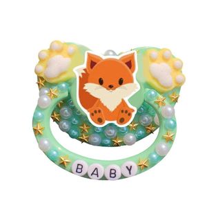 Спуги# зеленый 100% ручной работы ADT Baby Pacifier Большой размер Sile Nipple Little Fox для Angry Girl Boy Ddlg 240322 Drop Delivery Kids M DHXIU