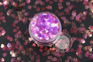 Glitter TCR339 American Fantasy Iridescen Pink color Heart Shape 4MM Size Glitter ,Specular luster glitter for nail Art DIY decoration