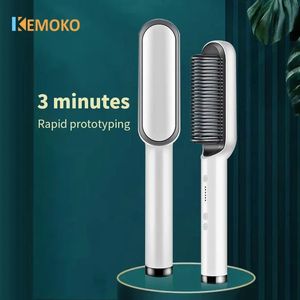 Hair Straightener Brush Electric LCD Brushes Comb For Beard Curler Flat Iron Heating 240418